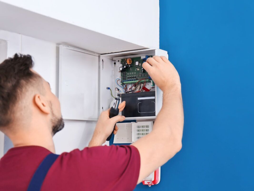 Professional installation of a commercial alarm system